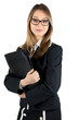 Beautiful Young Business Woman, elegant dressed, handling a Fold Beautiful Young Business Woman, elegant dressed, handling a Fold
