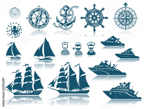 Vector: Compass and Sailing ships iconset Compass and Sailing ships iconset