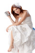 Photo: Unhappy young woman in a wedding dress Unhappy young woman in a wedding dress