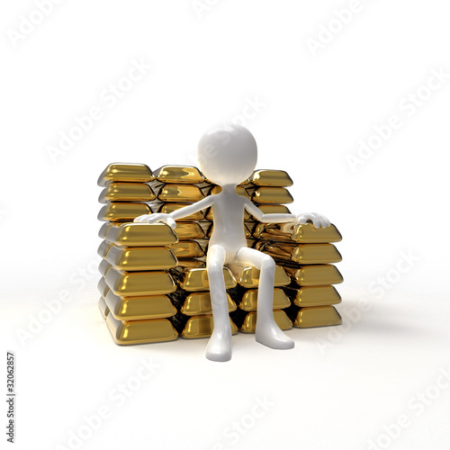 Illustration: banker sitting in a golden chair banker sitting in a golden chair