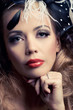 Beautiful fashion model, classic retro style look