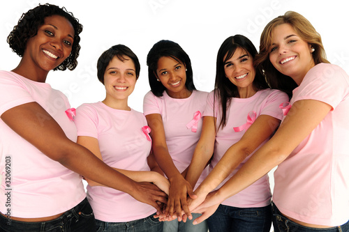 Photo: women with breast cancer awareness ribbon women with breast cancer awareness ribbon