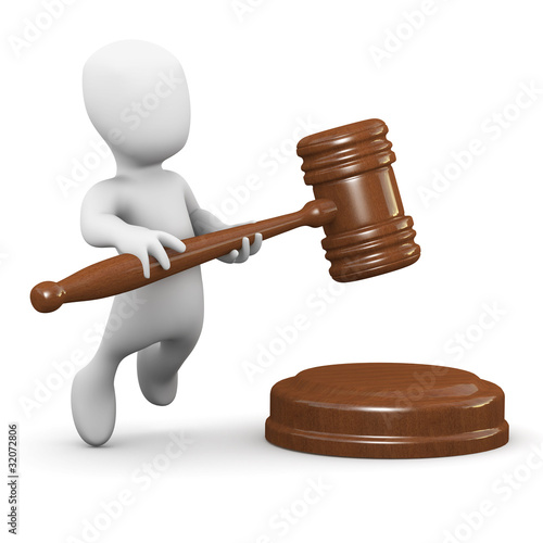 Illustration: 3d Little man is an auctioneer 3d Little man is an auctioneer