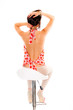 beautiful girl from behind on stool