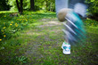 Photo: Woman running outdoors in park - motion blur Woman running outdoors in park - motion blur