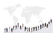 Business people team and diagram. Isolated over white back