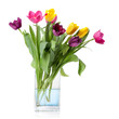 Photo: bouquet from tulips in glass vase isolated on white bouquet from tulips in glass vase isolated on white