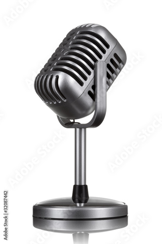 Photo: Retro microphone isolated on white Retro microphone isolated on white