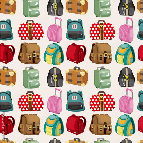 Vektor: cartoon bag set seamless pattern cartoon bag set seamless pattern