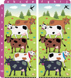 Find ten differences visual puzzle - cows on a pasture