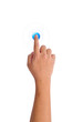 hand pushing a blue button hand pushing a blue button