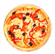 Pizza with olives isolated on white