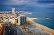 Bird's eye view at the beach of Barcelona, Spain.