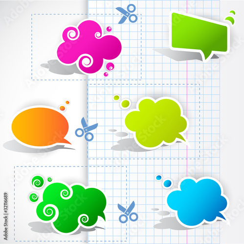 Vector: Colorful paper bubble for speech Colorful paper bubble for speech
