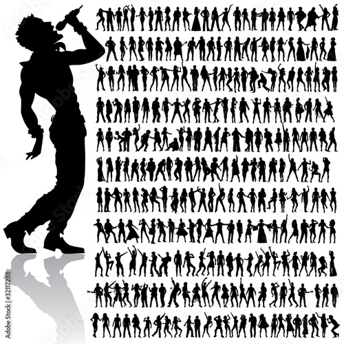Vektor: dancing and singing people big set dancing and singing people big set