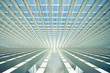 futuristic interior with concrete arches in perspective