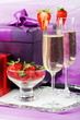 strawberries and wine
