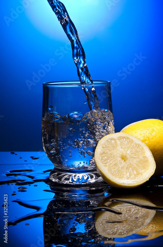 Photo: water glass blue limon objekt clean water glass blue limon objekt clean