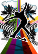 Summer abstract background design with skateboarder silhouette.