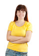 casual young girl in yellow shirt