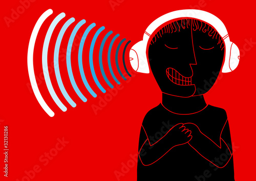 Vector: man with bluetooth headphones man with bluetooth headphones