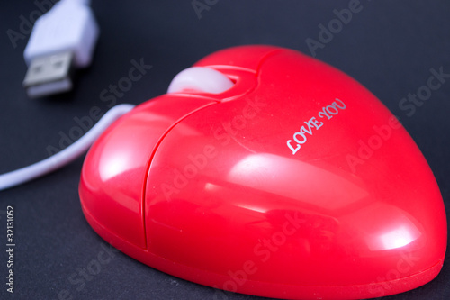 Photo: Mouse - Heart shaped with "I love you" Mouse - Heart shaped with "I love you"