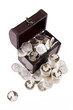Case and silver coins