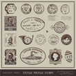 vector set: antique postage stamps