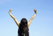 ����: Happy teen girl with outstretched arms and blue sky � palangsi #32139686