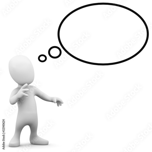 Illustrazione: 3d Little man thinks a lot 3d Little man thinks a lot