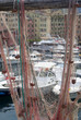Fishing nets at old port of Camogli, Italy
