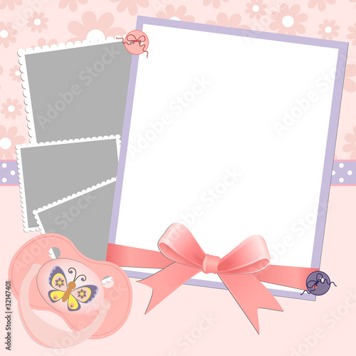 Vector: Cute template for baby's card Cute template for baby's card