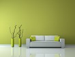 minimalistisches Wohnzimmer grün
