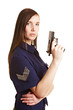 Polizistin mit Pistole