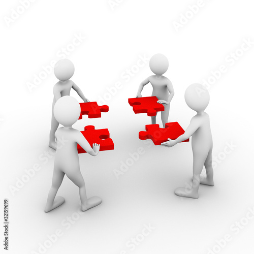 Illustration: 3D people cooperate 3D people cooperate