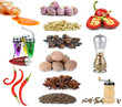 Set of different spices and condiments Set of different spices and condiments