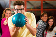 Friends bowling having fun Friends bowling having fun