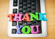 Thank you message on the keyboard