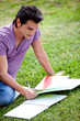 Man studying outdoors