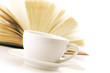 Cup of coffee and book