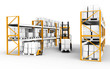 Warehouse.Shelves, pallets and trucks. Part of warehouse series.