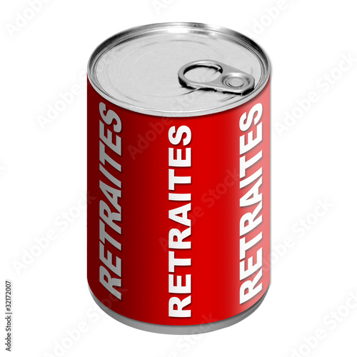 Illustration: Boite de conserve - Retraites - rouge Boite de conserve - Retraites - rouge