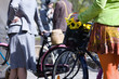 Woman on bicycle in the spring. Riga. Latvia