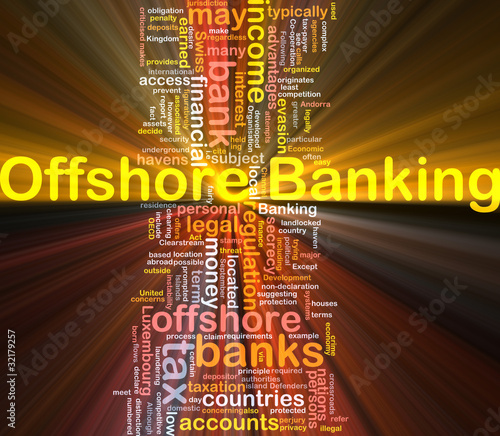 Illustration: Offshore banking background concept glowing Offshore banking background concept glowing