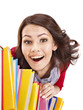 Girl with stack color book.