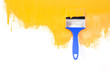 Orande  painted shape with brush / white background / copy space