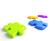 Parts of a puzzle with funny colors on a white background Parts of a puzzle with funny colors on a white background