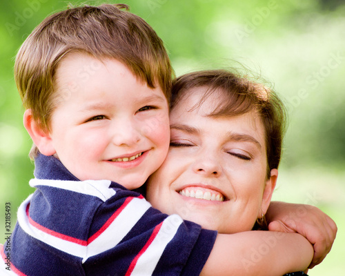 Photo: Spring portrait of mother and son on Mothers Day. Spring portrait of mother and son on Mothers Day.