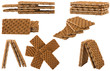 crack bread aranged in different shape