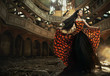 An actress in old, abandon theater